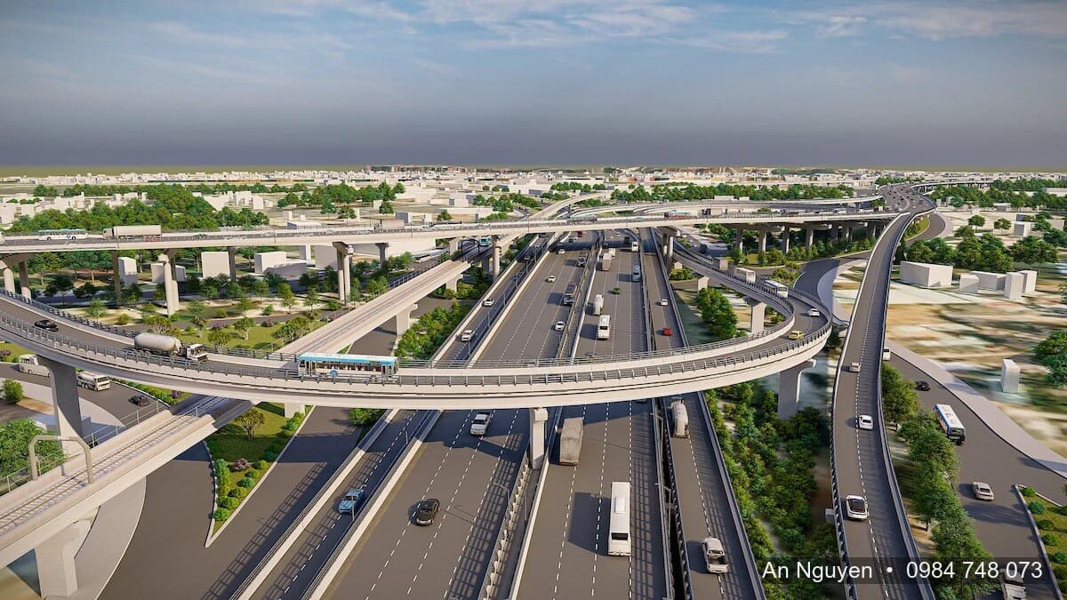 Phối cảnh nút giao Tân Vạn sau khi hoàn thiện cùng tuyến Metro số 1